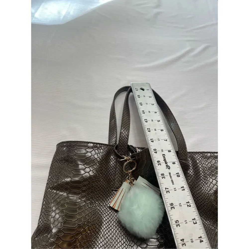 Carine Roitfeld x Uniqlo Brown Faux Snakeskin Tote